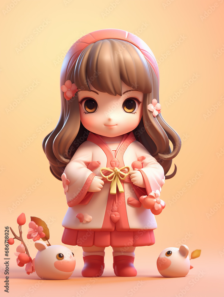 cartoon chinese doll,created with Generative AI tecnology. cartoon chinese doll,created with Generative AI tecnology.