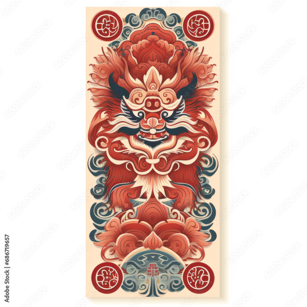 Obraz premium Chinese New Year 2024 is the year of the dragon. Chinese dragon