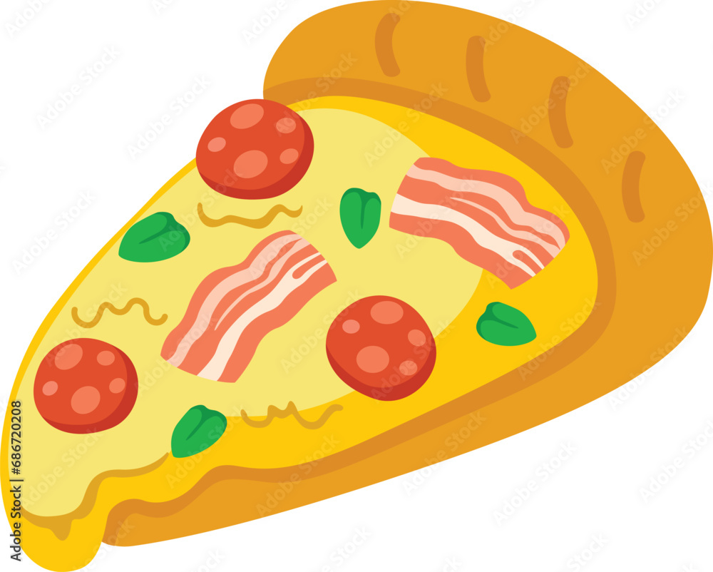 illustration of pizza slice white on background vector