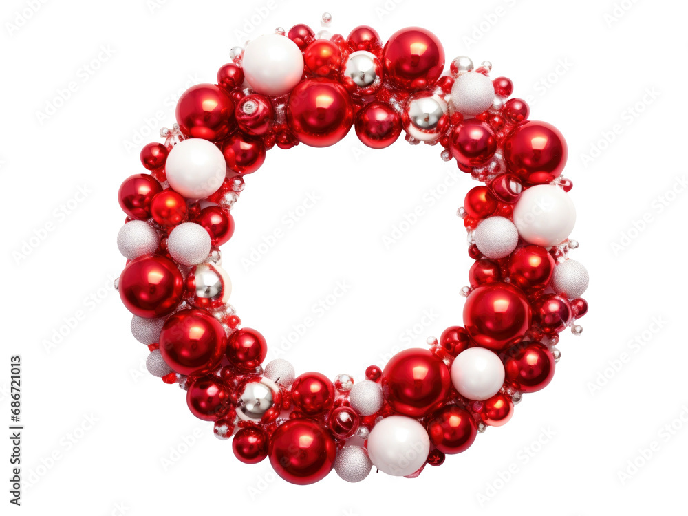 a round christmas wreath with decorations isolated on transparent background a round christmas wreath with decorations isolated on transparent background