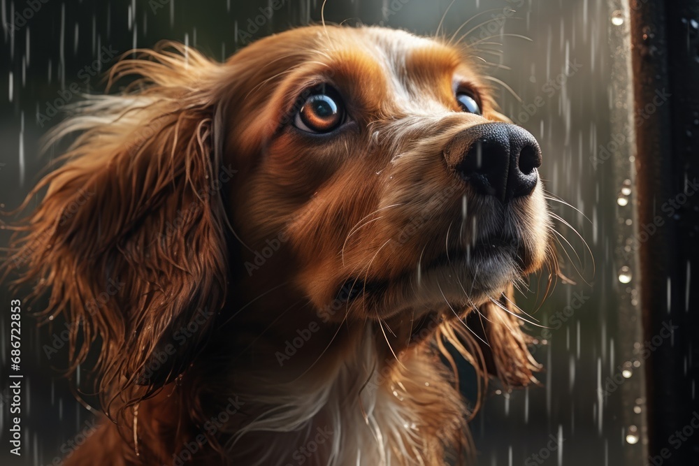 a dog looking at the camera. Ai ilustration. digital painting. Generative AI Artificial Intelligence Artwork