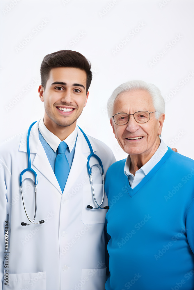 Doctor latino joven con paciente y doctor de edad madura en el hospital para cita medica Doctor latino joven con paciente y doctor de edad madura en el hospital para cita medica