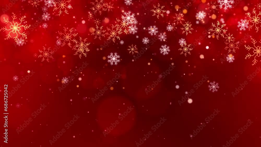 Red moving background. Christmas abstract snowflakes Particles Falling glitter animation. Merry Christmas winter and Happy New Year celebration holiday festive concept. Red moving background. Christmas abstract snowflakes Particles Falling glitter animation. Merry Christmas winter and Happy New Year celebration holiday festive concept.