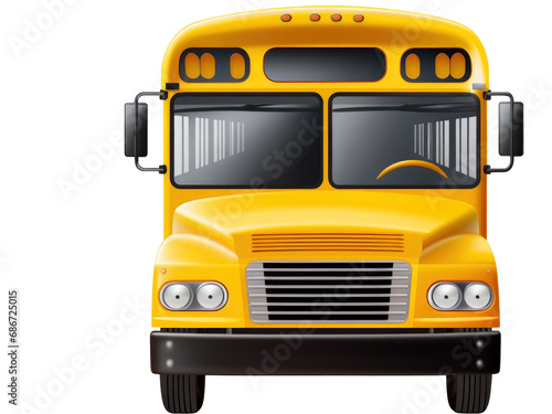 yellow school bus isolated transparent background