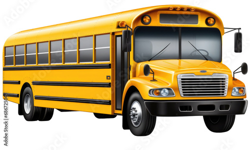 yellow school bus isolated transparent background