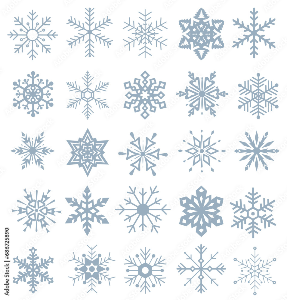 Collection of snowflakes isolated on b background. Nice element for Christmas banners, cards. Set of organic and geometric snowflakes. Collection of snowflakes isolated on b background. Nice element for Christmas banners, cards. Set of organic and geometric snowflakes.