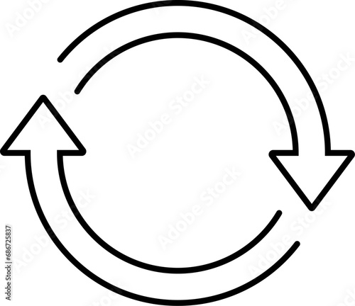 Two spinning arrows icon design in linear style.