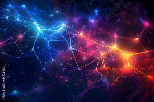Mesmerizing Abstract Neural Network Design, Interconnected Elements, Digital Glow, Technology, Complexity