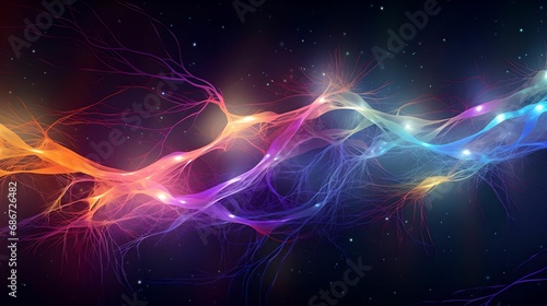 Abstract Neural Connections with Vibrant Colors, Digital Aesthetics, Technology, Connectivity, Futuristic