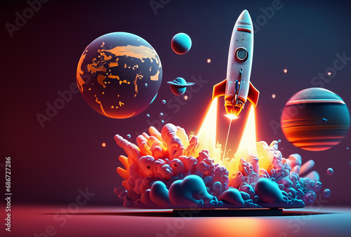 Super realistic space travel and super colorful Illustrations that go beyond the computer, Generative AI tools