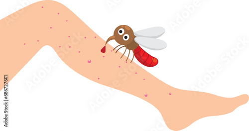 Mosquito bite white on background