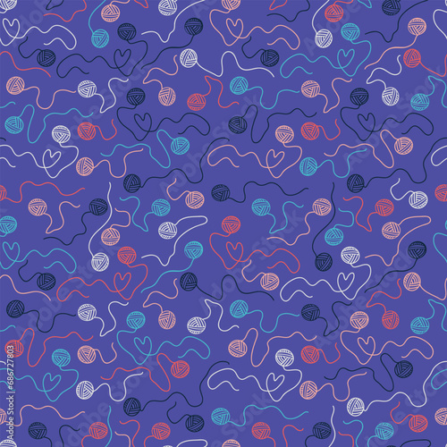 Seamless decorative elegant pattern with unwound skeins of thread. Print for textile, wallpaper, covers, surface. For fashion fabric. Retro stylization.