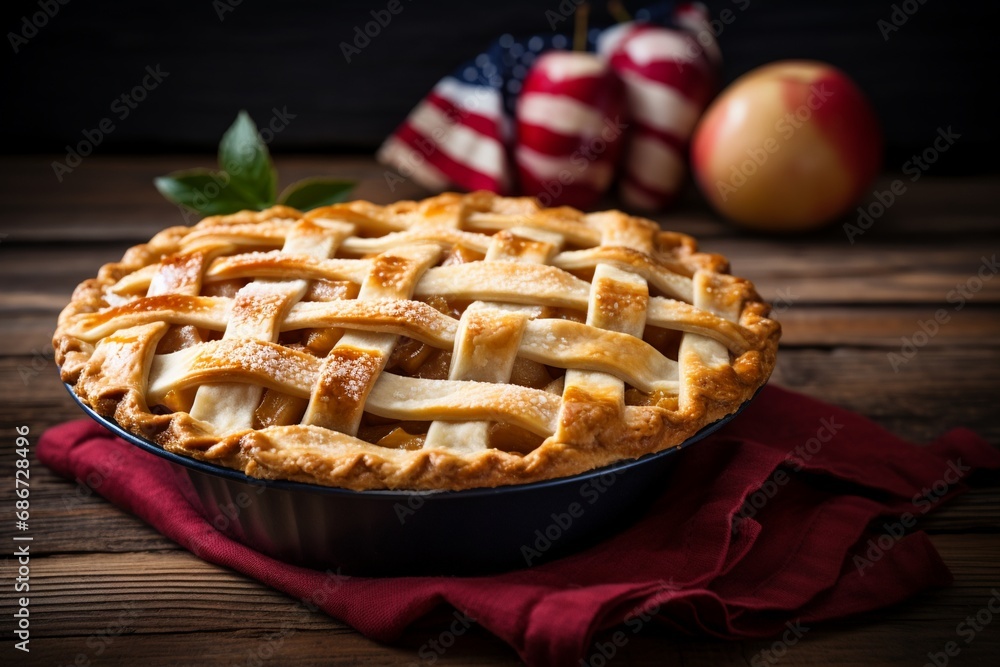 a pie with an American flag design on top a pie with an American flag design on top