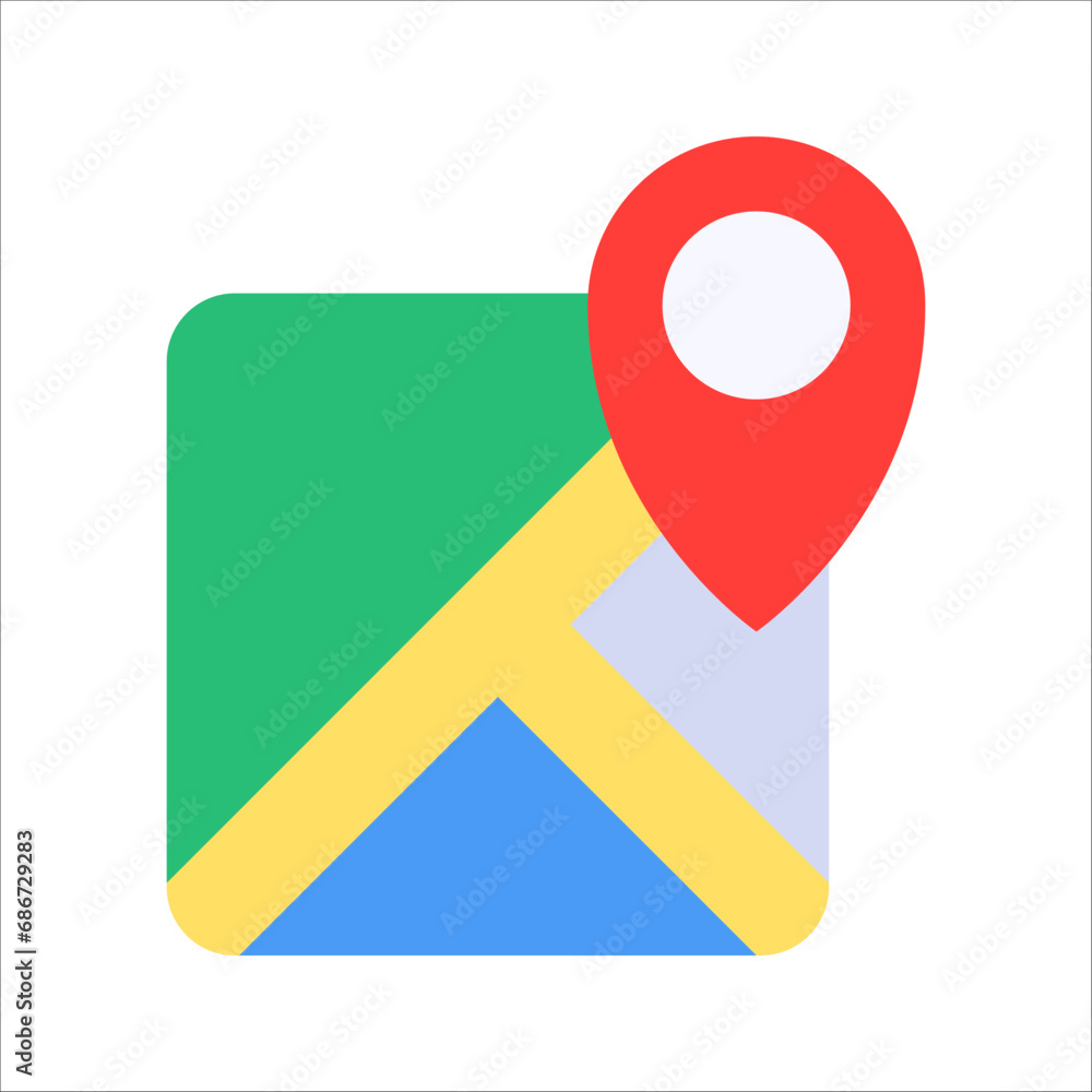 Maps and pins vector icons. Navigation and route concept, vector illustration on white background Maps and pins vector icons. Navigation and route concept, vector illustration on white background