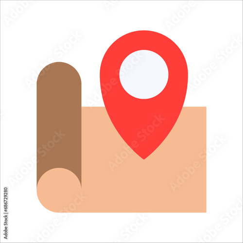 Maps and pins vector icons. Navigation and route concept, vector illustration on white background