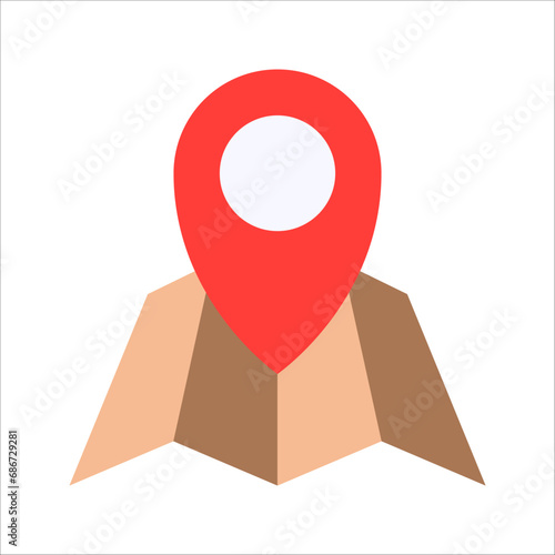 Maps and pins vector icons. Navigation and route concept, vector illustration on white background