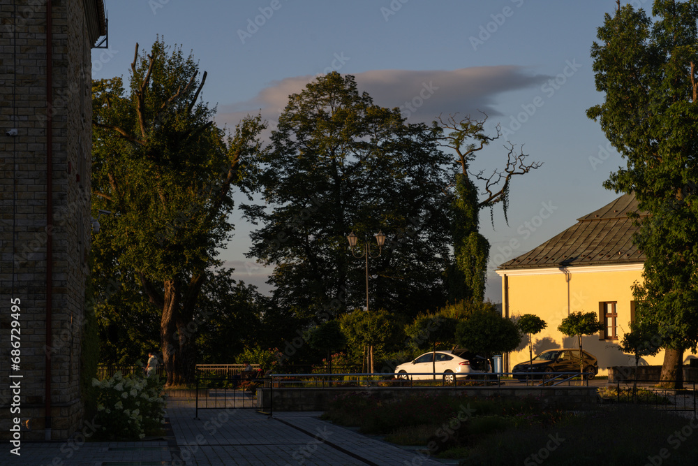 Fototapeta premium sunset in the village