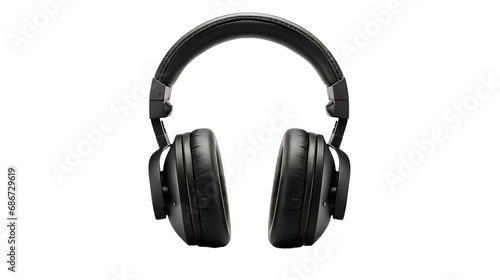 Black headphone isolated in transparent background.