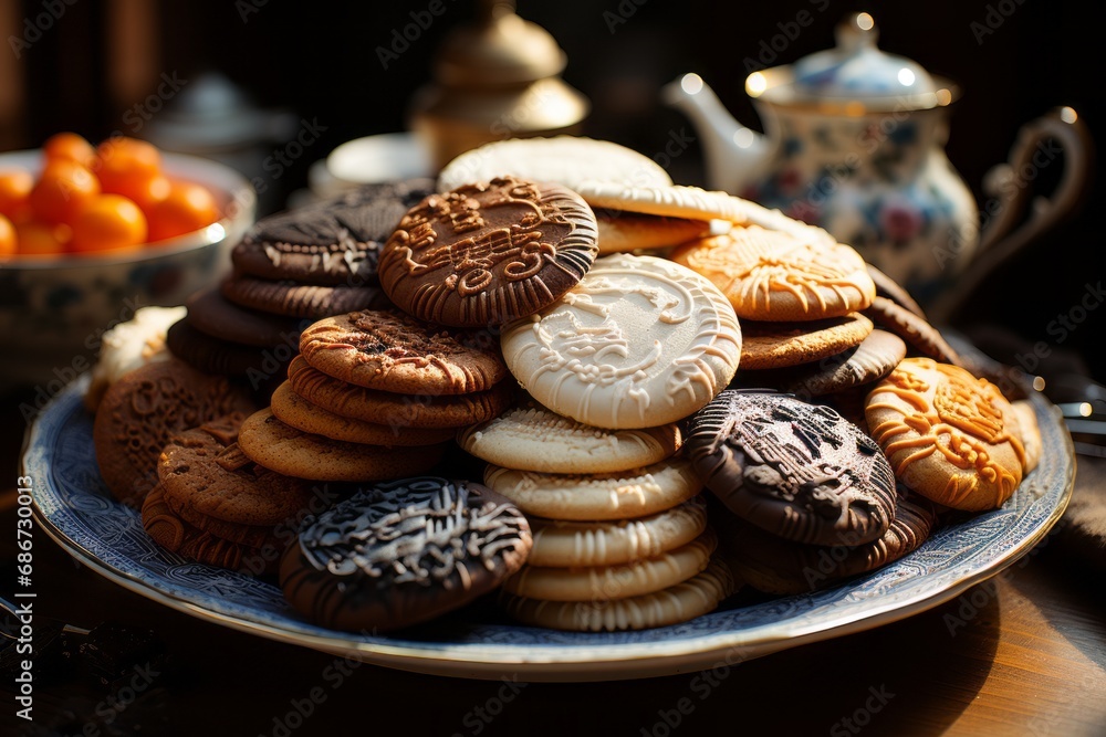 The delightful aroma of recently baked cookies emanates from a plate filled with beauty. The delightful aroma of recently baked cookies emanates from a plate filled with beauty.