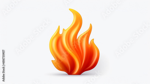 Fiery 3D Flame Icon Isolated on White Background - Dynamic Burning Symbol of Heat and Passion, Perfect for Hot Concepts and Energetic Designs.