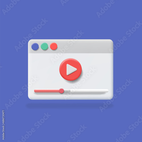 Online video. Browser with play tutorial button. Distance training, streaming, webinar, conference videos. 3d vector icon Free Download Online video. Browser with play tutorial button. Distance training, streaming, webinar, conference videos. 3d vector icon - GFXLoad