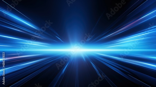 Energy technology concept. Digital image of light rays, stripes lines with blue light background