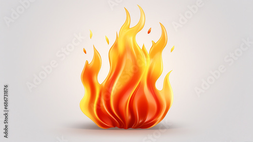 Dynamic 3D Fire Flame Icon with Burning Red Hot Sparks Isolated - Illustration of Intense Heat and Energy, Perfect for Heatwave Concepts and Explosive Design.