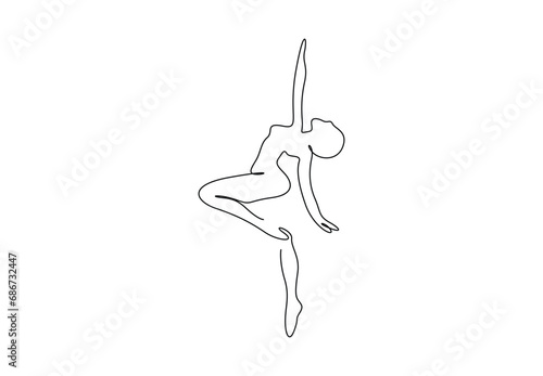 Continuous single line drawing of woman beauty ballet dancer in elegance motion ballerina vector illustration. Pro vector.