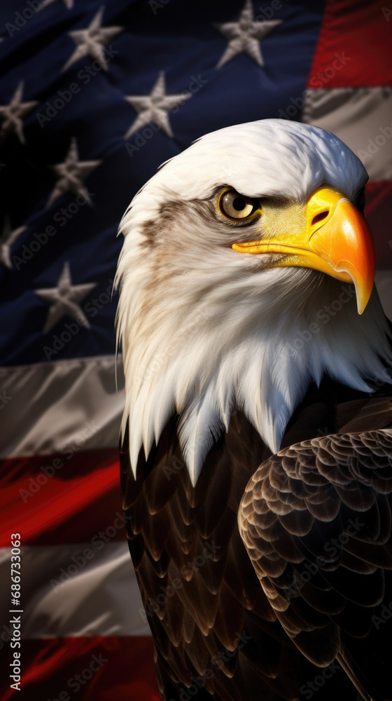 Obraz premium American bald eagle and american flag