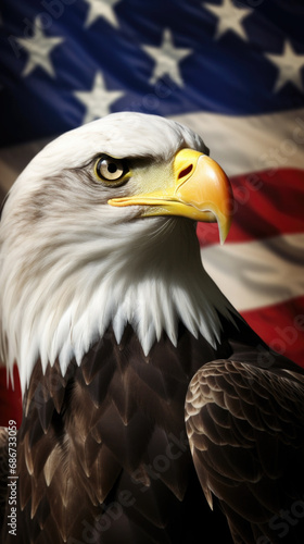 American bald eagle and american flag