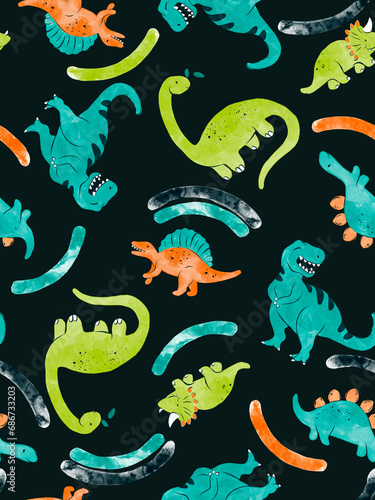 Dino friends seamless pattern