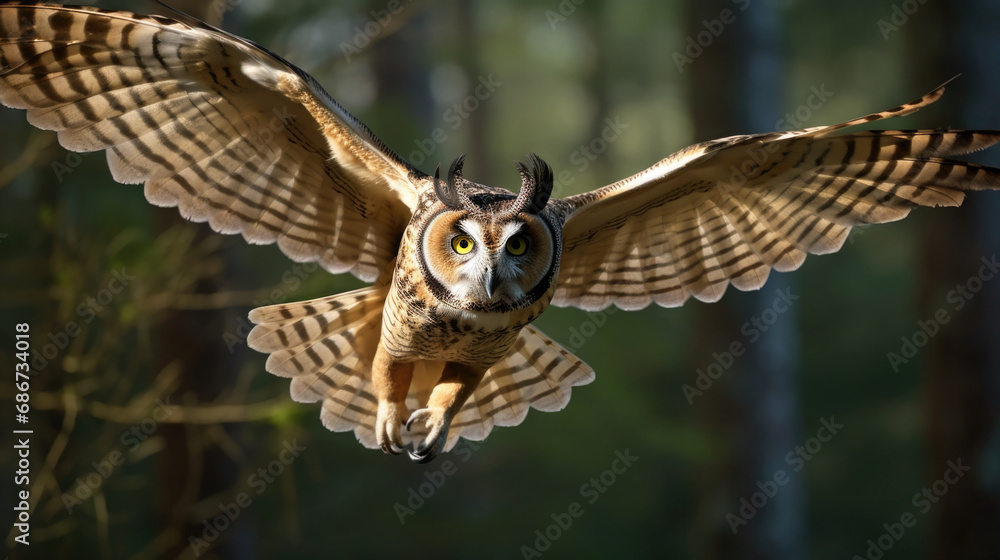 Obraz premium Long-eared Owl flying