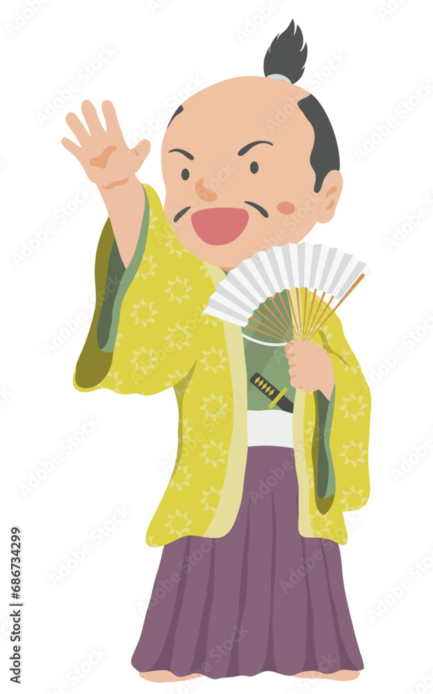 Obraz premium 扇を手にする戦国大名