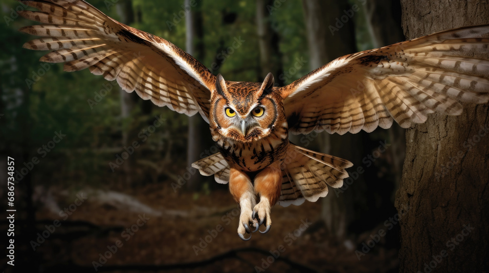 Obraz premium Eastern Screech-Owl flying