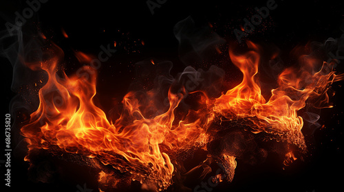 Dynamic 3D Illustration  Burning Embers and Glowing Flames - Intense Heatwave and Fiery Abstract Design  Perfect for Conceptual Backgrounds and Digital Art Creations.