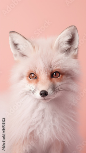 Ultra minimalism photography of a fox, pastel color phone background created with Generative Ai