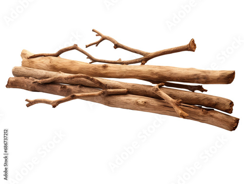 stack of Dry branches isolated on white background PNG