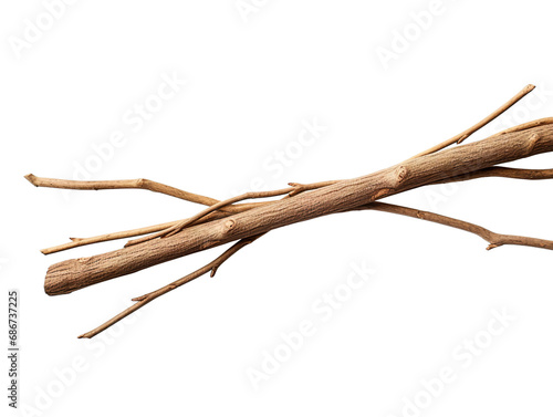 stack of Dry branches isolated on white background PNG