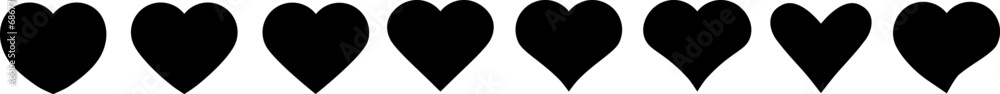 Black Heart icon.Line heart shape.Simple heart icon.Vector set of love symbols.Black hearts collection isolated on transparent background. Black Heart icon.Line heart shape.Simple heart icon.Vector set of love symbols.Black hearts collection isolated on transparent background.