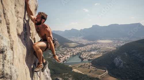 real men do rock climbing in the mountains