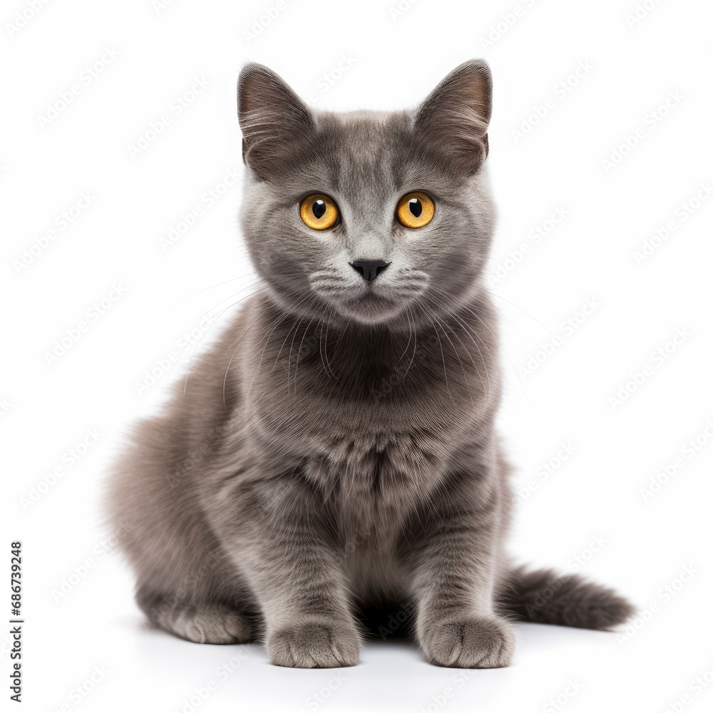 portrait of british short hair cat in front of white background portrait of british short hair cat in front of white background