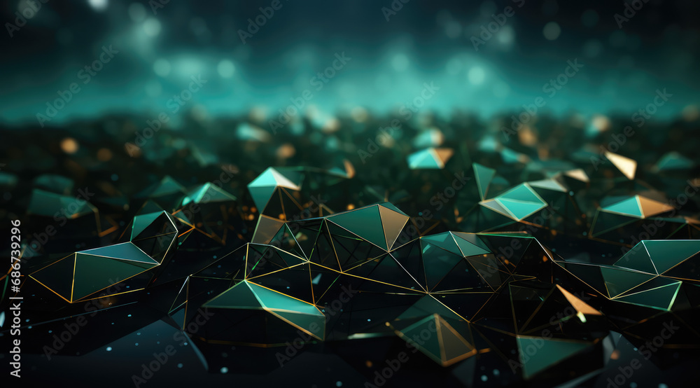 Dark geometric shapes with glowing edges creating a striking abstract pattern. Dark geometric shapes with glowing edges creating a striking abstract pattern.