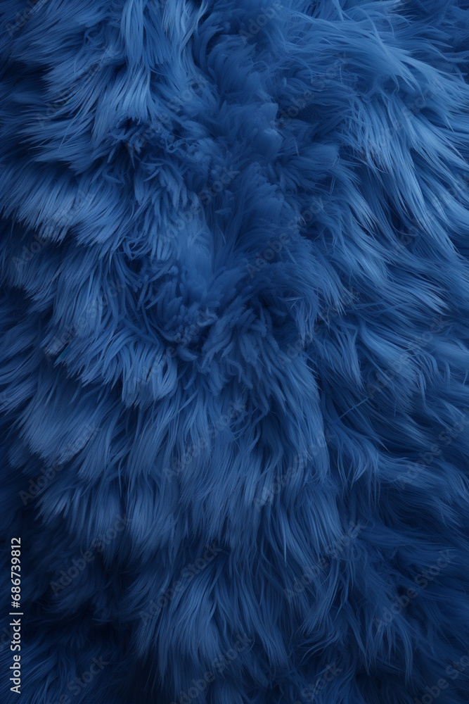 Fototapeta premium navy blue fluffy furry wall with big white eyes created with Generative Ai