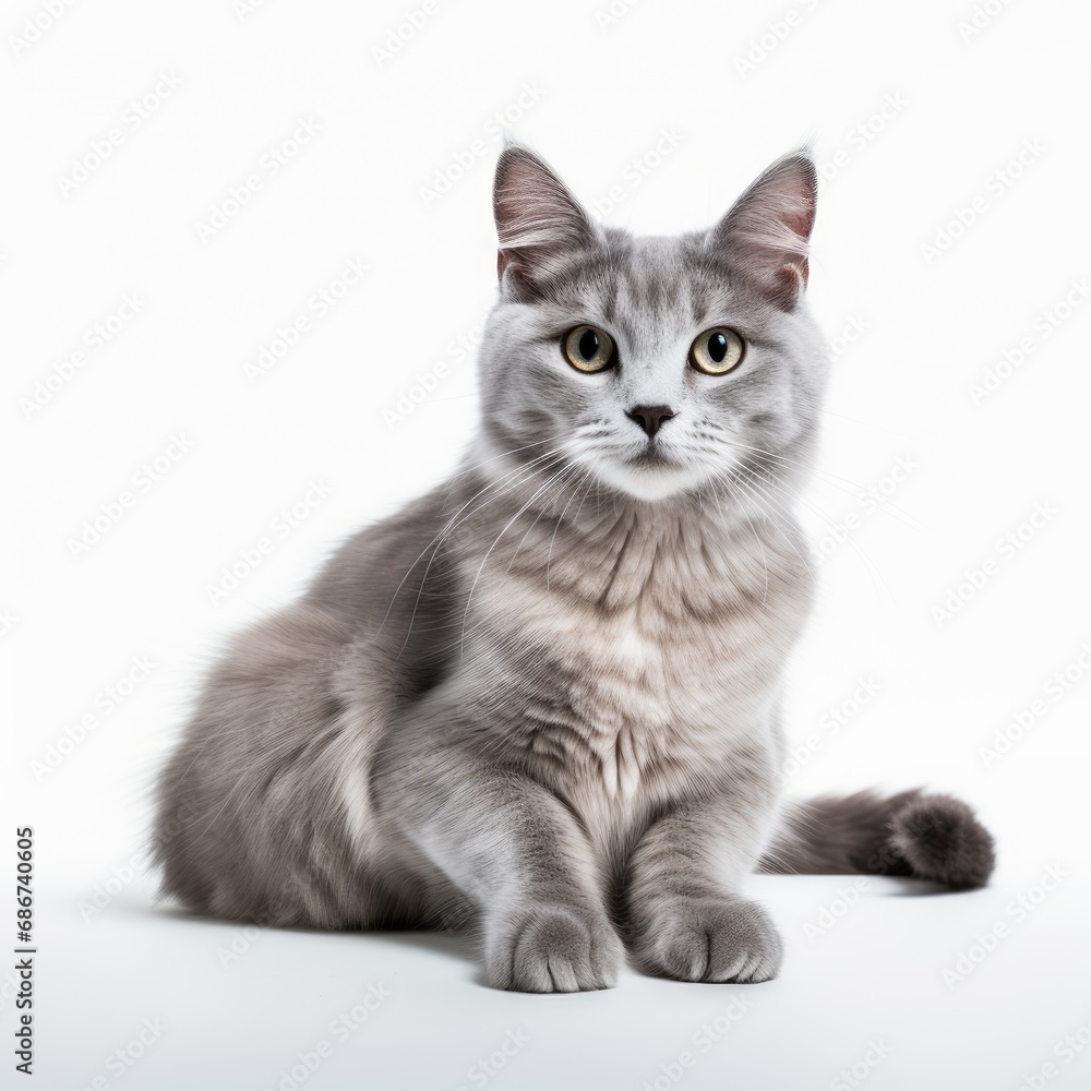 grey cat white background