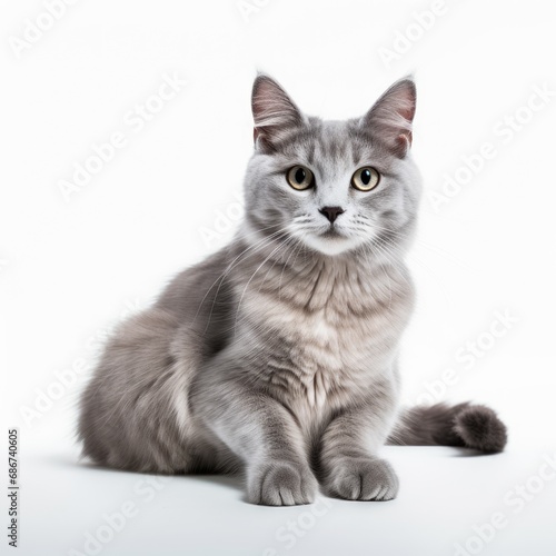 grey cat white background