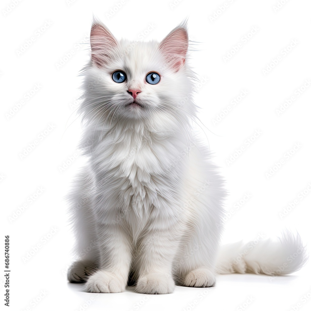 Siberian cat with blue eyes. isolated on white background.