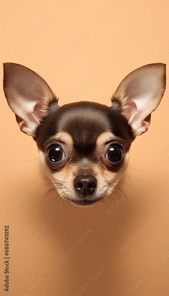centered view, extreme close up of a cute chihuahua black and brown created with Generative Ai centered view, extreme close up of a cute chihuahua black and brown created with Generative Ai