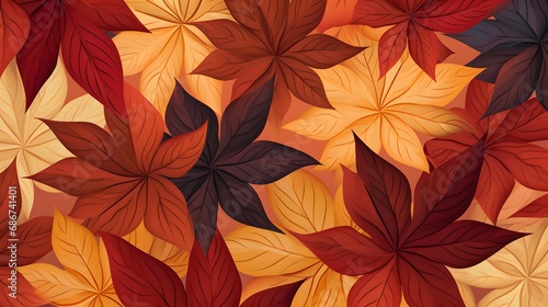 Vibrant Autumn Leaves Seamless Pattern for Design  warm tones  textile design  home decor  seasonal