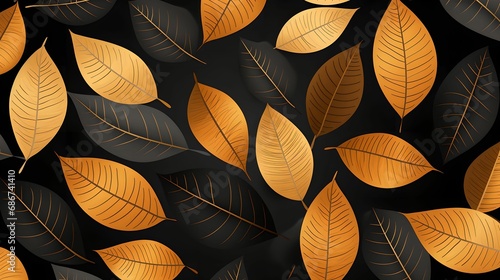 Modern Monochromatic Autumn Leaves Seamless Pattern, sophisticated, color scheme, contemporary, fashion