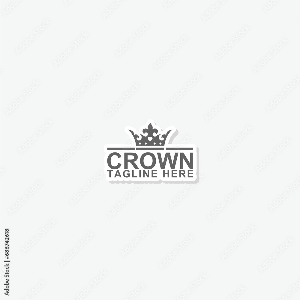 Crown Concept Logo Design Template sticker isolated on gray background Crown Concept Logo Design Template sticker isolated on gray background